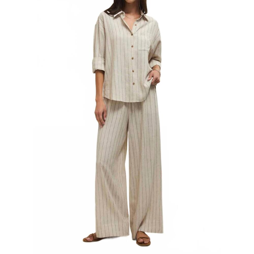 NEW Z SUPPLY alfie striped button up top in beige